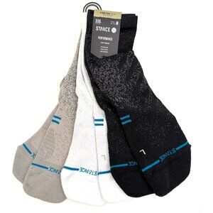 Stance Lt Crew Running Socks 3 Pack Black White Heather Grey Medium M 6-8.5